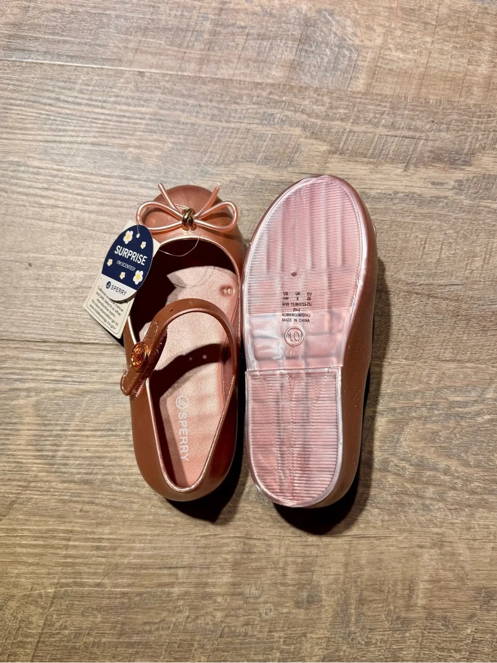 Sperry Rose Gold Mary Jane Ballet Flats with Bow